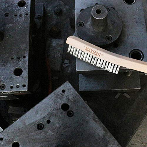 MAXMAN Wire Brush, Heavy Duty Stainless Steel Wire Brushes for Cleaning Rust, Grill Brush, Steel Brush for Paint Removal, Welding, Stiff Bristle Metal Brush with 14" Long Beech Handle, Large - style: 1 Stainless Steel Brush