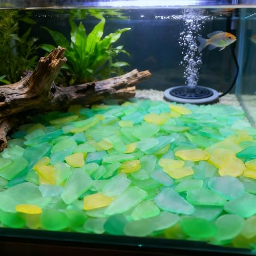 Keedolla Sea Glass for Crafts - 10 OZ Flat Frosted Seaglass Pieces Crushed for DIY Art Crafts, Vase Filler, Beach Weddings, Aquarium and Home Decor (Green, Yellow, Blue) - color: Green, Yellow, Blue, size: 10 OZ / 0.63 LB