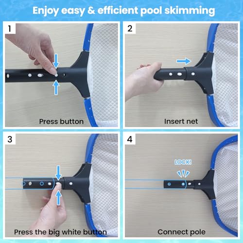Poolvio 14" Pool Skimmer Net – Heavy Duty Leaf Net with Aluminum Frame with Diamond-Pattern Ultra-Fine Soft Mesh Bag – Pool Cleaning Tool for Leaves, Sand, Pollen & Small Debris (No Pole) - size: 14" Spa Pool Net