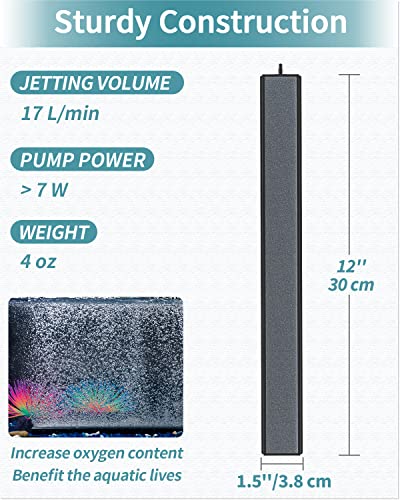 Pawfly 12 Inch Air Stone Grey Mineral Bubble Stone Bar Diffuser Bubbler Airstones for Aquarium, Fish Tank, and Pump - size: Grey