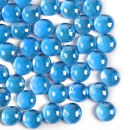 5 lb Light Blue Glass Beads for Vases, 500 Pcs Glass Pebbles, Flat Marbles Stones for Vase, Aquarium, Candle, Crafts, Centerpieces and Wedding Decoration - color: Light Blue, size: 5LB