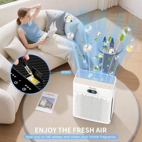 Air Purifiers for Home Cover Up to 2200 Ft², H13 HEPA Air Purifier with Washable Pre-filter, Pet mode, PM 2.5 Air Quality Monitor Fragrance Sponge for Smoke, Odor, Dander, Pollen (White) - color: WHITE