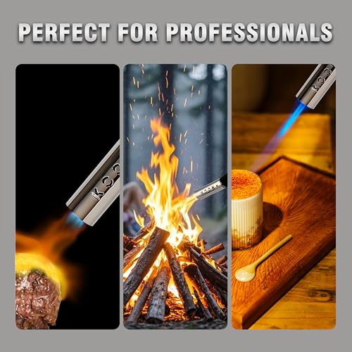Propane Torch Head Kit with 2x MAPP Gas Tank,4-Flame Blow Torch Head Trigger Start Propane Torch with Igniter MAP Gas Torch Grill Gun on 1-lb Propane Tank Holder for Soldering Brazing Cooking