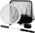 Koi Fish Pond & Water Garden Care Set with Telescoping Adjustable Pole, Pond Cleaning Care Kit, 4-in-1 Net Set Includes Scrubbing Brush, Skimming Net & Fish Catching Net with 6 FT Telescopic Pole
