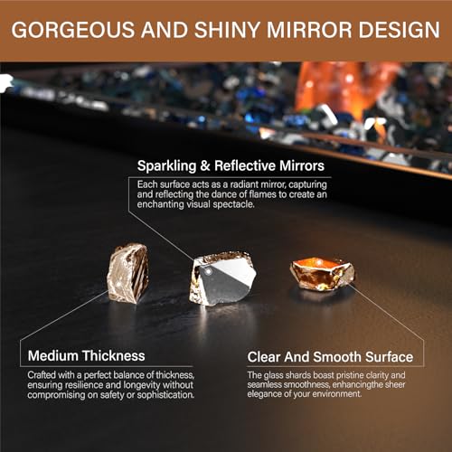 NUPICK 10 Pound Fire Glass, 1/2 Inch Reflective Fire Pit Glass, Tempered Firepit Glass Rock for Propane or Natural Gas, Glass Rocks for Fire Pit Table, Fireplace Glass for Landscaping, Copper - color: Copper, size: 10 Pound (1/2")