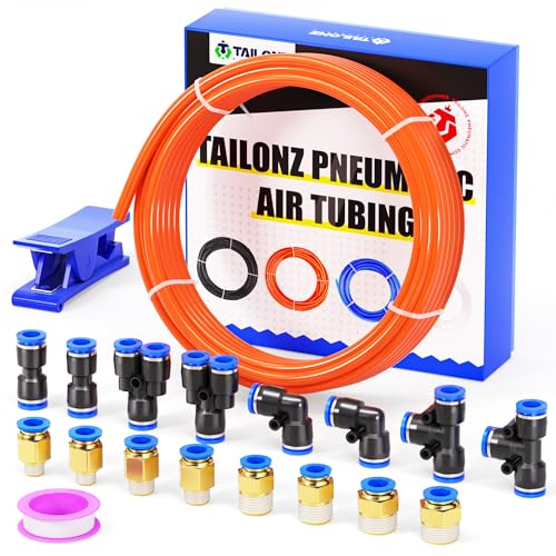 TAILONZ PNEUMATIC Orange 8mm or 5/16 OD 5mm ID Polyurethane PU Air Hose Pipe Tube Kit 10 Meter 32.8ft - color: Orange, size: 8mm OD/32.8ft/10m