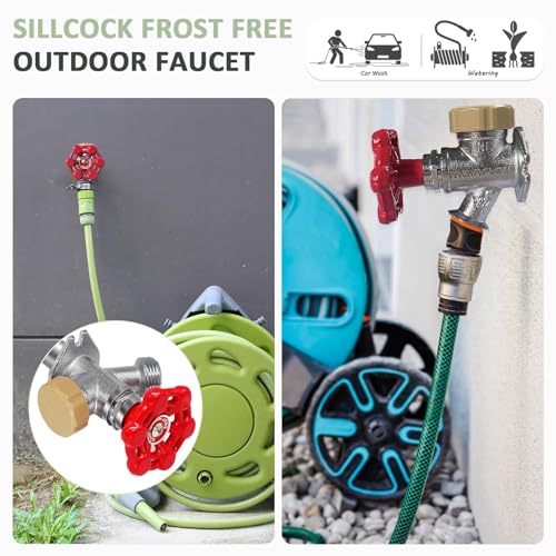 8 inch Anti-Siphon Frost Free Sillcock, No Lead Brass Frost Proof Outdoor Faucet Bib with Backflow Preventer, 1/2" Push-to-Fit Connector X 3/4 Inch Hose Bibb Frost Free Spigot - style: 8 inch Anti-Siphon Frost Free Sillcock