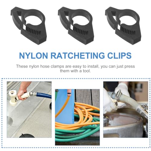 LALAFINA 10Pcs Double-Locked Nylon Hose Clips Ratcheting Design Waterproof Cable Management Clips for Secure Wiring and Tubing