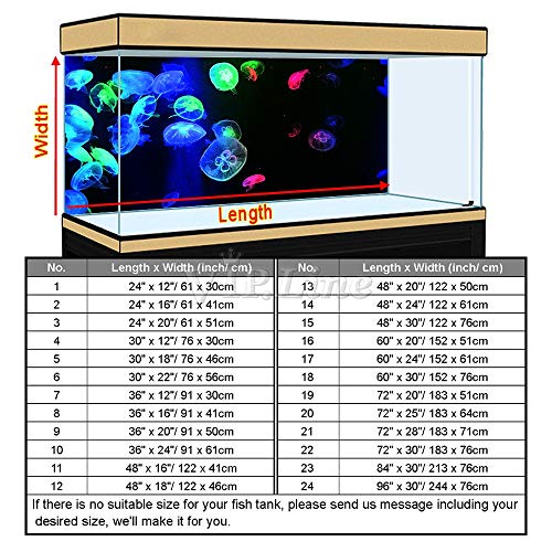 Jellyfish Aquarium Background Poster PVC Fish Tank Decorations Landscape (36" x 20"/ 91 x 50cm) - size: 36" x 20"/ 91 x 50cm