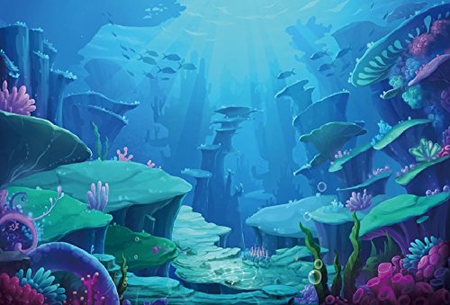 Little Mermaid Photography Backdrops - Photo Background - Yeele 9x6ft Ocean Mermaid Princess Backdrop Picture Birthday Party Banner Decor Photo Studio Booth Backdrop Baby Shower Photocall Y2WH01454