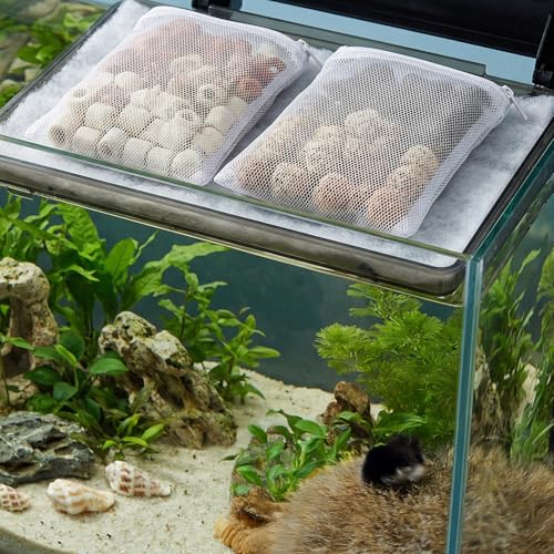 20 Pcs Aquarium Filter Bags 3.94 × 6.30 Inches Reusable Media Bags for Aquarium Extra Fine Mesh Bag Coarse Nylon with Zipper White for Activated Carbon Ceramic Rings Bio Balls