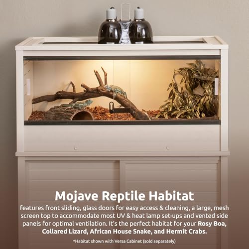 New Age Pet ECOFLEX 36" Wide Medium Reptile Habitat, Mojave Lounge for Snakes, Tortoises & Lizards in Maple, Black & Grey, Easy Assembly, Sliding Glass Doors & Mesh Top - color: Tan, size: Medium