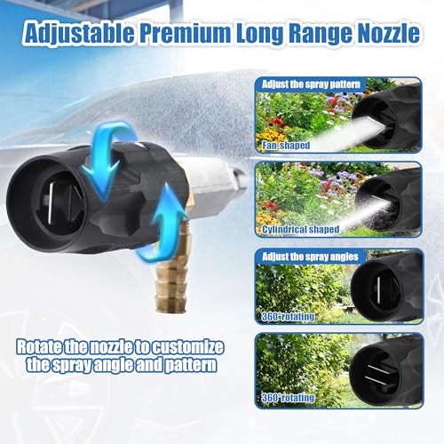 JOEJET Downstream Injector for Pressure Washer, Adjustable Chemical Injector Kit, Variable Power Washer Long Range Nozzle External Injection, 1/4 Inch Quick Connect - size: 15 FT, style: 4-4.5 Gallons