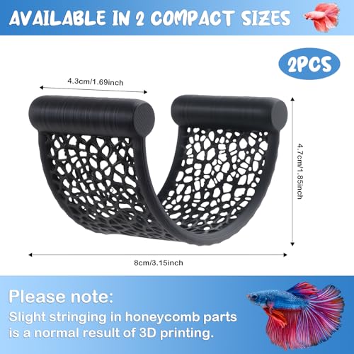 2 Pack Floating Betta Hammock Leaf Bed – Resting Platform for Betta Fish, Shrimp & Small Fish | Compact Aquarium Decor for Nano Tanks, Low Flow Aquariums & Aquascape Setup (Black)