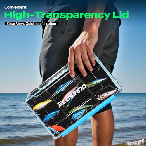 PLUSINNO Tackle Box Organizer, 1/2 Packs Waterproof Tackle Trays, Fishing Tackle Box with Removable Dividers, Fishing Box Tackle Trays and Terminal Tackle Storage - style: 3600-2 Pack