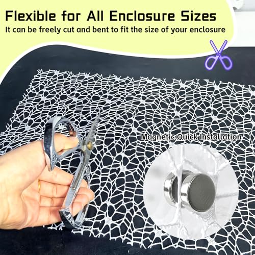 Hamiledyi Jumping Spider Enclosure Accessories 20 x 12'' Climbing Net Magnetic Spider Web Mesh Mantis Enclosure Net Tarantula Terrarium Habitat Decor (White+Black) - color: White+Black