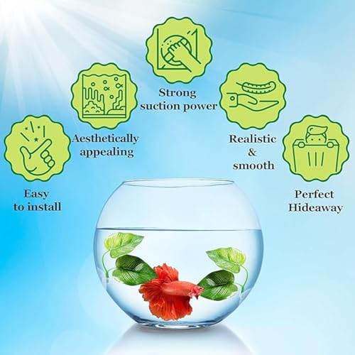 SunGrow Betta Fish Leaf Hammock, Twin Leaf Design with Suction Cup, 2-Pack - Comfortable Resting, Breathing & Breeding Pads, Easy Install, Simulates Natural Habitat for Healthier Betta - size: 2 Inches