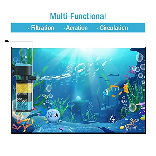 Kulife 3-Stage Aquarium Filter - Internal Filter for 70-100 Gallon Fish & Turtle Tanks with Dual Water Outlet & Aeration - size: For 70-100 Gal Aquarium (300GPH)