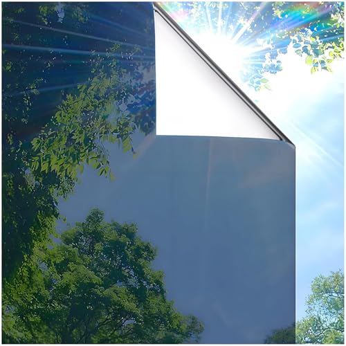 Coavas One Way Privacy Window Film, Sun Blocking Reflective Window Film See Out Not in, Heat Control Window Tint for Home, Anti UV Static Cling for Windows Glass Door (Blue, 23.6 Inch X 6.5 Feet) - color: Blue-silver, size: 23.6 x 78.7 Inch