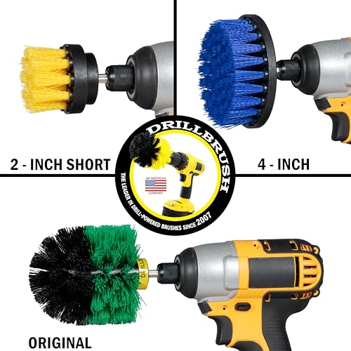 Drillbrush Shower Scrubber Drill Attachment - Car Detailing Tools - Dishwasher Safe Drill Brush Scrubber For Cleaning Tubs, Sinks, Tile, Grout, Flooring, Carpet, Leather, Seats, Boats, Kitchens, Ovens - color: Yellow, Green, Blue