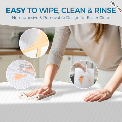 Hersvin Shelf Liners 10 in x 20 ft EVA Drawer Mats, Non-Adhesive Cupboard Pad, Kitchen Cabinet Lining Fridge Cushion (White Dot, 25.4cmx610cm) - color: White Dot, size: 10"W x 240"L