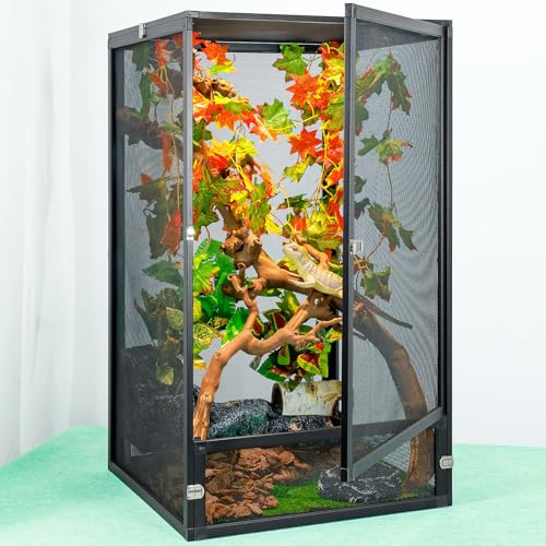 45 Gal Detachable and Foldable Reptile Butterfly Cage Terrarium, 360° Observation, Airflow, Interaction in Gecko Tank for Crested Geckos, Leopard Geckos, Chameleons, Bearded Dragons - size: 32x18x18 Inch