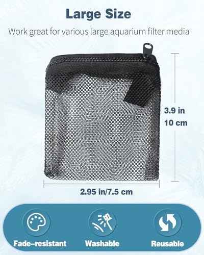 Pawfly 8 Pack Aquarium Filter Media Bags, Fish Tank Fine Mesh Bag with Plastic Zipper Aquarium Reusable Mesh Bag for Activated Carbon, Bio Filter Balls, Filter Stones (3" x 4") - size: 4" x 3.5"