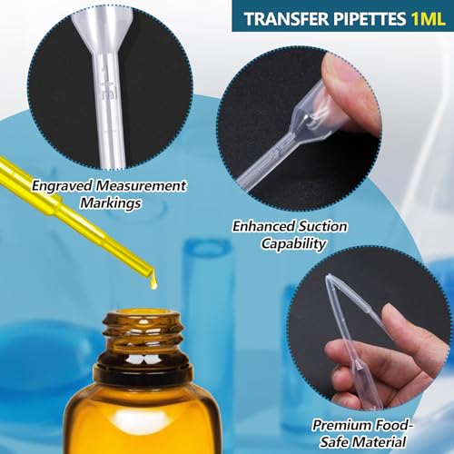 120Pcs Plastic Transfer Pipettes 1ml Dropper for Oil, Disposable Dropper Pipettes Eyedropper Water Droppers Pipette for Craft Lab Resin Paint - size: 1ml