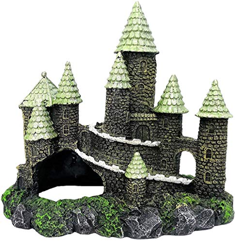 M2cbridge Aquarium Decor Castle Shipwreck Ornament Underwater Landscape(Green Castle) - color: Green Castle