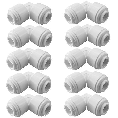 1/4 RO Tubing Elbow Connector 90 Degree 1/4 Push To Connect Fittings For RO/DI Water Filter System/Aquarium (Pack Of 10)