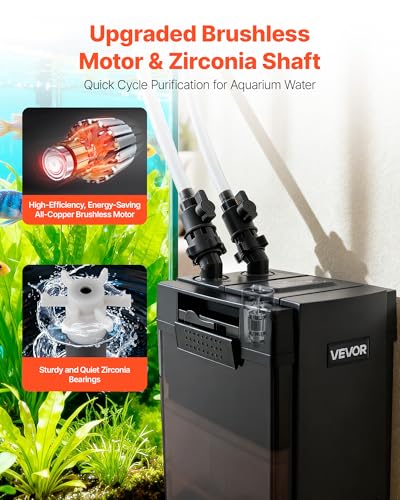 VEVOR 396GPH Canister Filter, 4-Stage External Aquarium Filter with Powerful Pump, Water Circulation Cleaning Machine with Media for Large Fish Tanks and Aquariums Up to 125 Gallons, for Freshwater - size: 396GPH