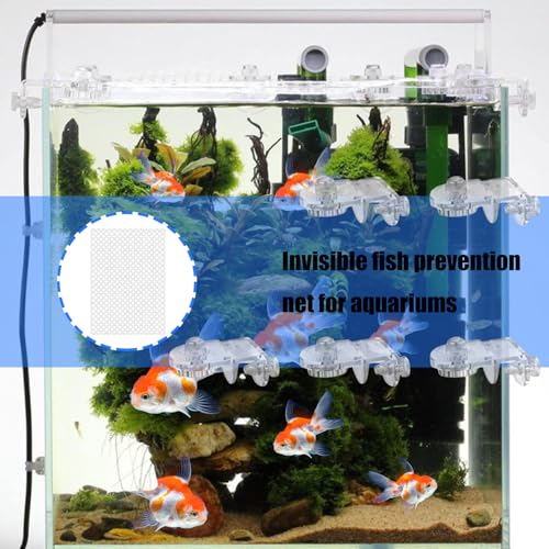 Invisible Anti Jump Netting for Fish Tanks Includes 5 Mounts Clear Covers Aquarium Covers Screen Jump Guard Net