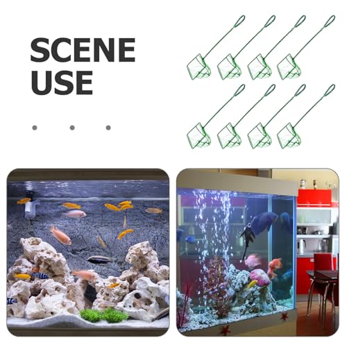Alasum 8pcs Aquarium Fish Net Small Mesh Fine Catch Nets with 3-inch Square Frame for Fish Tank Cleaning and Aquatic Pet Care