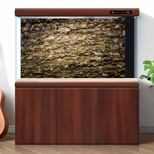 Tree Bark Texture Reptile Tank Background Old Wood Texture Aquarium Background Aged Rough Natural Wooden Bark Terrarium Background Wooden Textured Aquarium Fish Tank Background Wallpaper 24x16in - color: Brown_Black, size: 24(W)x16(H)inches/ 60(W)*40cm(H)