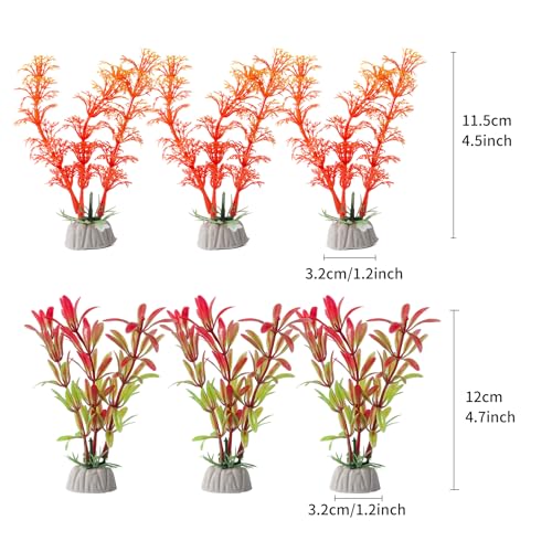 COMSUN 25 Pack Artificial Aquarium Plants, Small Size 4 inch Approximate Height Fish Tank Decorations Home Décor Plastic Red - color: Red