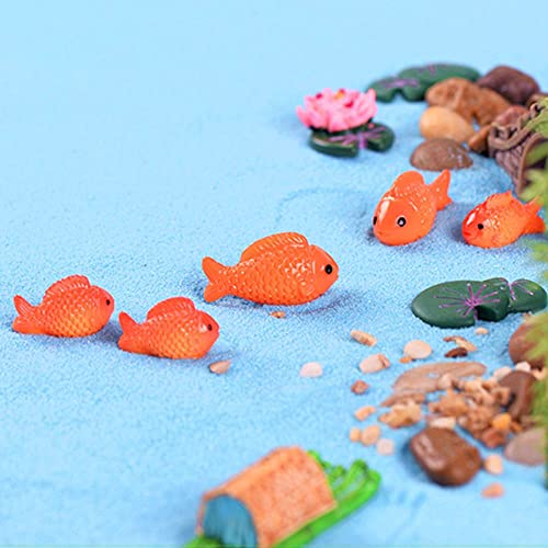 Figurine Creative Cute Pond Scene Miniature DIY Accessories Micro Landscape Red Fish Aquarium Ornament(Small Fish)