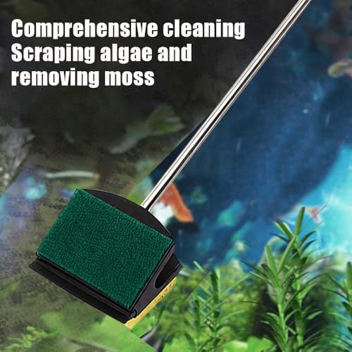 Aquarium Algae Scraper, Double Sided Fish Tank Scrubber with Long Handle for Glass/Acrylic/Plastic Tanks