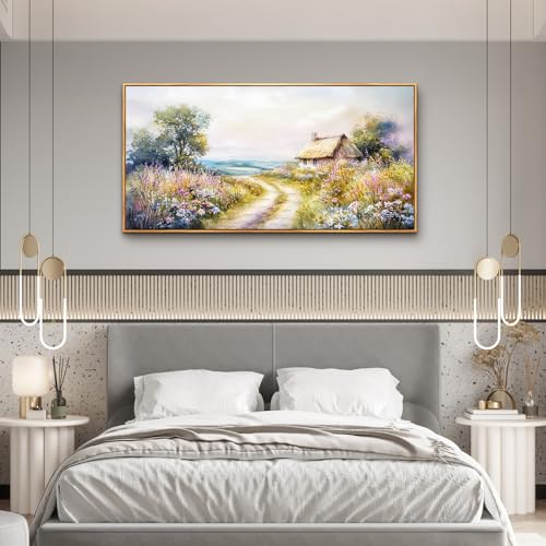 ZUITINGHUA Wood Framed Canvas Wall Art For Living Room Wall Decor For Bedroom Office Wall Decoration Country Road Landscape Paintings Farmhouse Pictures Artwork Room Aesthetic Home Decor 20x40 In - color: Country Road Wood Framed, size: 40"L x 20"W