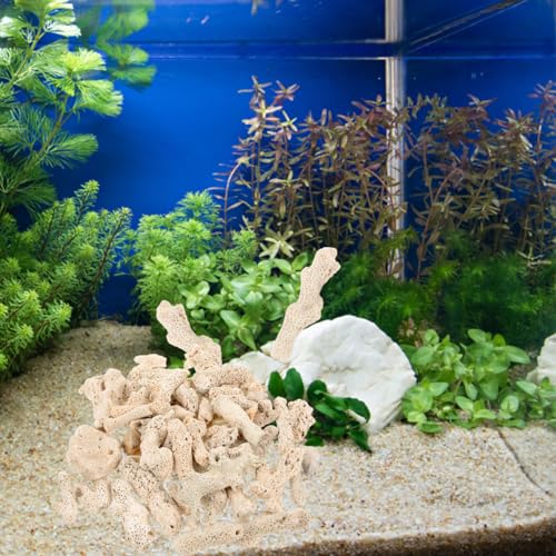 STOBOK Aquarium Filter Media Natural Coral Crushed Coral Substrate with Mesh Bag for Fish Tank and Pond Filtration 1.57X0.59X0.59 Inch