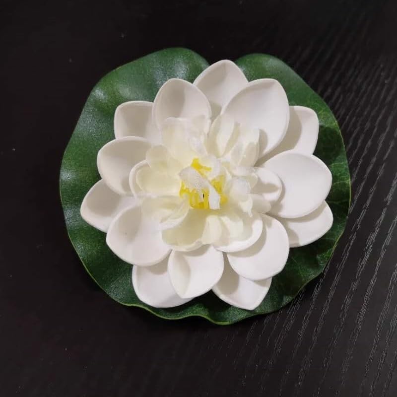 2PCS Artificial Lotus Floating Simulated Plant Realistic Aquarium Garden Lily Decoration Micro Landscape Pond Water,10cm (White) - color: White