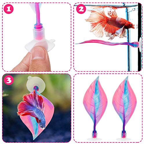 WILLBOND 2 Pcs Pink Silicone Betta Fish Bed Leaf Hammock Betta Fish Tank Accessories Decorations for Aquarium Ornaments, Practical Resting Spot, Comfortable and Safe - color: Pink