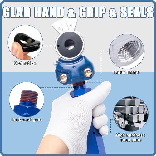 Semi Truck Air Brake Line Hose Coil Assembly Coiled Set Airline Blue Red Pigtail Trailer Air Hose,1/2" NPT DOT Fittings with Glad Hands & Grips & Rubber Seals (15' Length x 40" Tractor Lead) - color: 15FT Long Tail Air Brake Line & Glad Hands