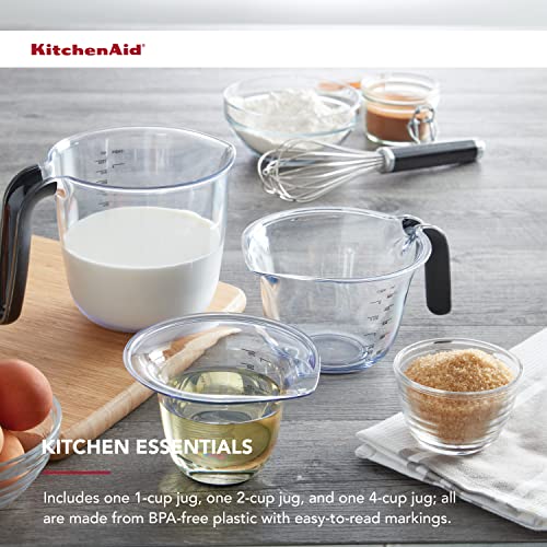 KitchenAid KQ298OSOBA Gourmet Set of 3 Measuring Jugs, Onyx - color: Black, size: Set of 3, style: Straight
