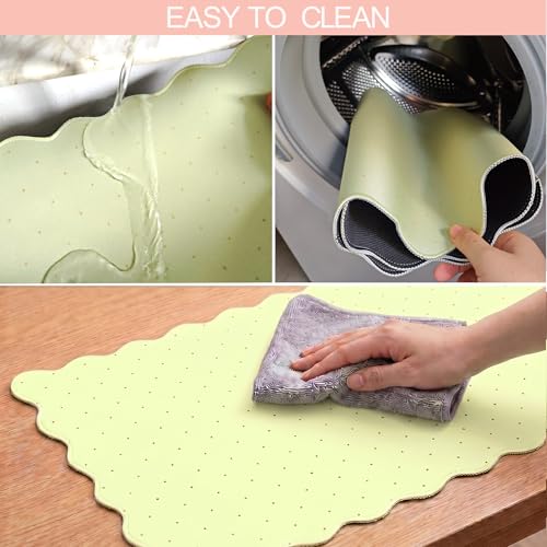 Cute Scalloped Desk Mat with Yellow Polka Dot Large Mouse Pad Computer Mat Aesthetic Keyboard Mat for Desktop Laptop Protector for Office & Home - color: A7- Yellow