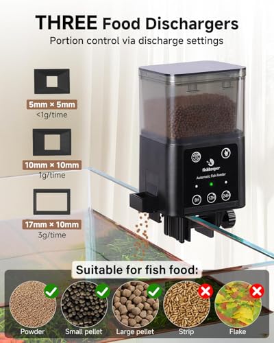 fishkeeper Automatic Fish Feeder for Aquarium - 320ML Large Capacity Adjustable Fish Feeder Automatic Dispenser with Timer for Vacation, Weekend or Daily Use, Three Fixed Methods - size: 320ML