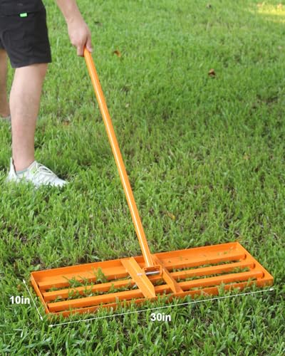 Lawn Leveling Rake 17x10 inch, Yard Leveling Rake with 72" Adjustable Handle for Soil Sand Grass, Heavy-Duty Lawn Leveler for Lawn Yard Garden Farm - style: 16x10 Inch-6 FT