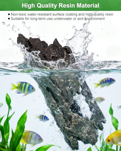 TRUVIC Fish Tank Decorations - Aquarium Large Cave Decor, Resin Hollow Tree Trunk Reptile Hide & Betta Log Hideout for 55 Gallon Tank, Fish Accessories Shelter Cave - color: Wood L