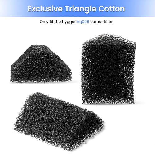 hygger HG009 Aquarium Filter Replacement Carbon Filter Cartridges 4 Pcs with Triangle Filter Sponge 3 Pcs (S) - size: S