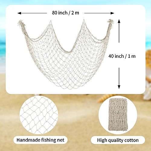 2 Pack Fish Net Decorations for Party - color: Beige
