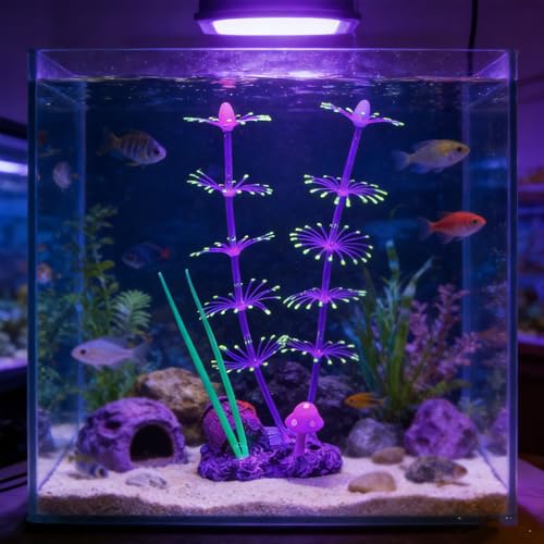 Soft Silicone long Coral Decor with Dynamic Swaying Motion, Weighted Base Aquarium Ornament for Lifelike Reef Aesthetic in Freshwater Saltwater Fish Tank, Safe Shelter for Invertebrates (Yellow) - color: Yellow